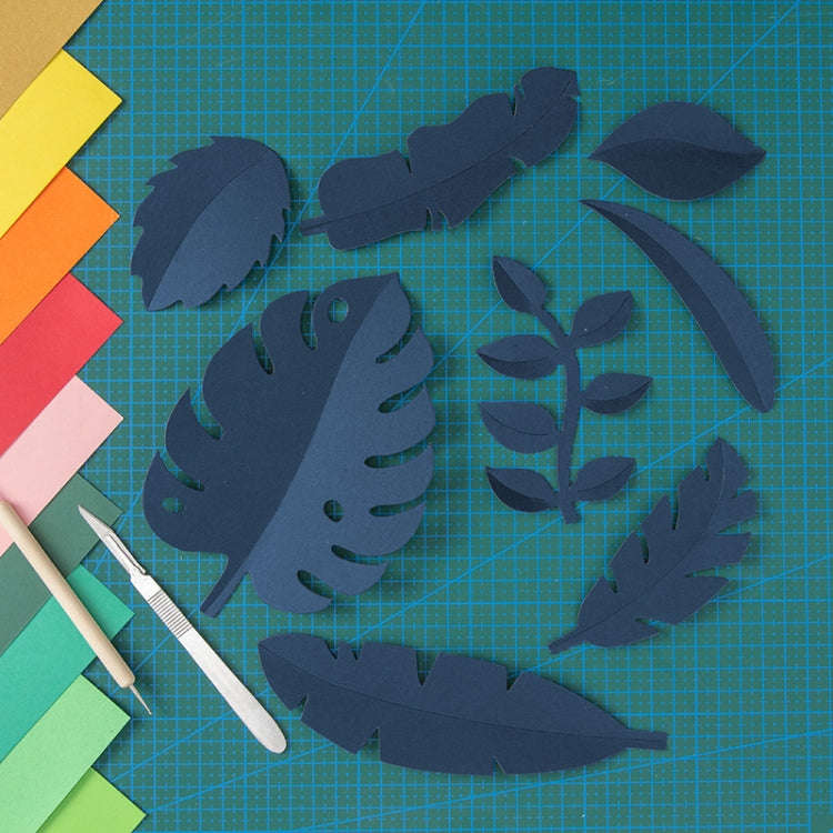 Paper-cut Leaf Ornaments Photography Props(Dark Blue)