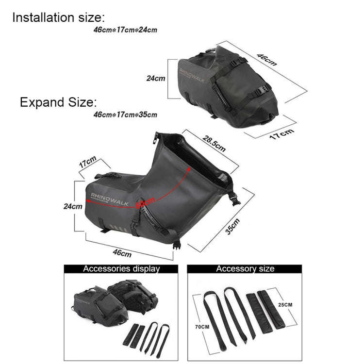 Rhinowalk MT1428 Large-capacity Waterproof and Wear-resistant Motorcycle Double-side Bag(Black)