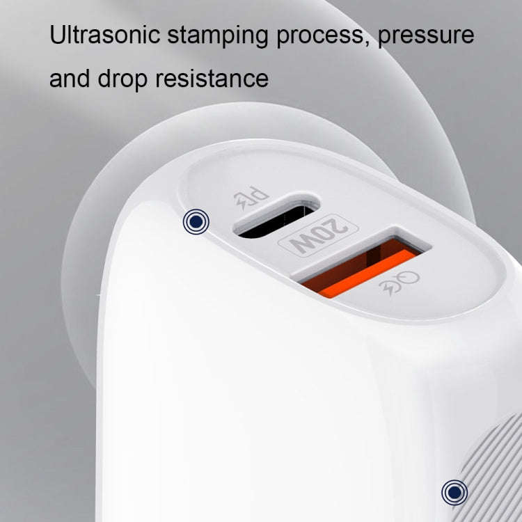 LDNIO A2316C 20W PD+QC 3.0 Phone USB Multi-hole Fast Charger EU Plug with 8 Pin Cable