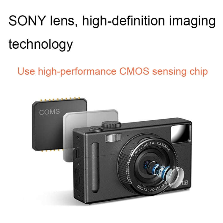 R1 48 Million HD Pixels 3.0 Inch IPS Screen Children Digital Camera, Spec: Black+Card Reader