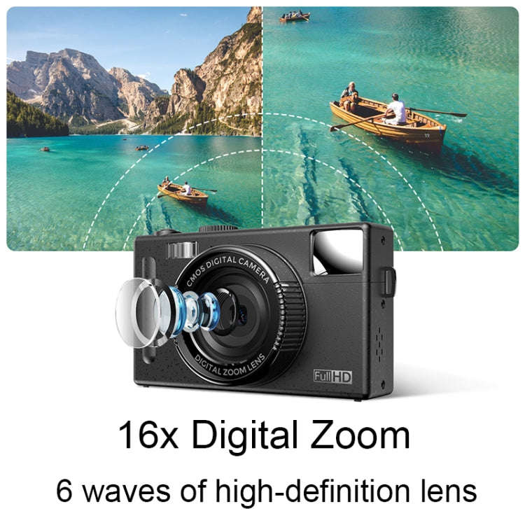R1 48 Million HD Pixels 3.0 Inch IPS Screen Children Digital Camera, Spec: Black+Card Reader