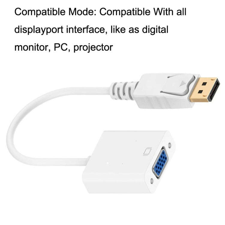 DP to VGA Adapter Wire Square Adapter, Cable Length: 15cm(White)