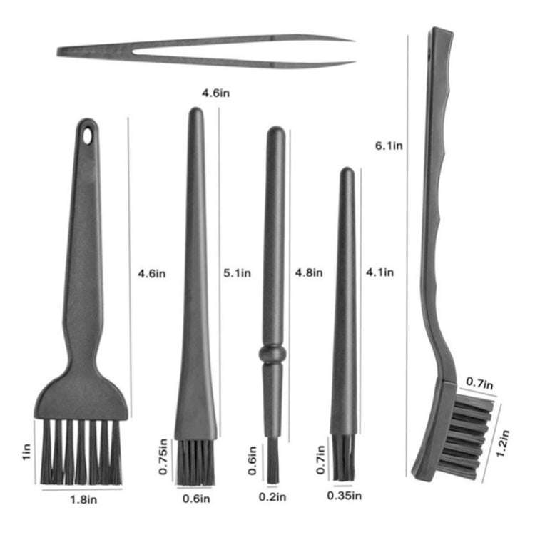 2 Sets Anti-static Brush Portable Handle Clean Keyboard Brush Kit(Black)