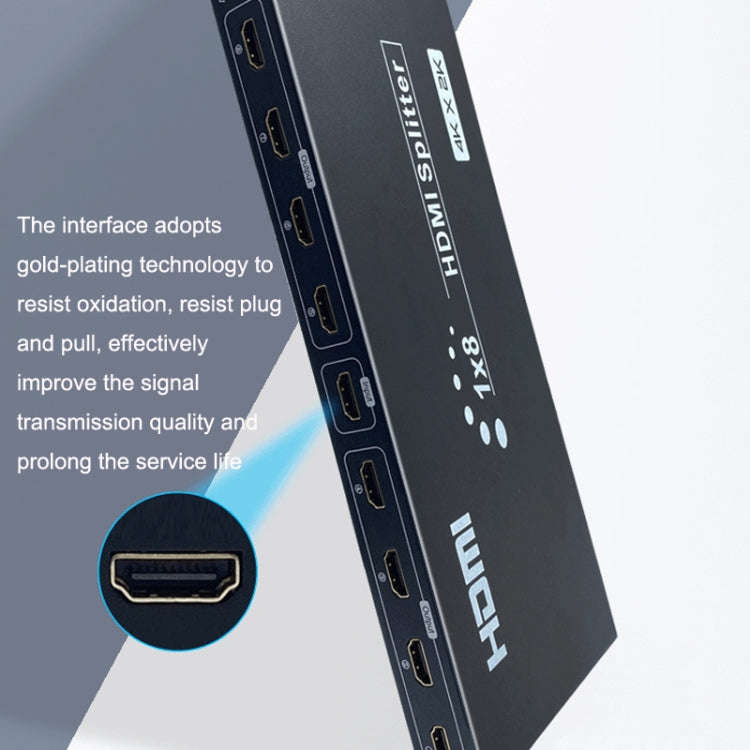 FJGEAR SM4K108 8 Ports HDMI Splitter 4K HD Audio And Video Splitter  EU Plug