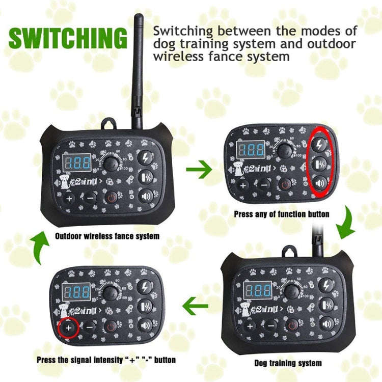 TF68 2-in-1 Dog Trainer Outdoor Electronic Wireless Fence With Collar US Plug