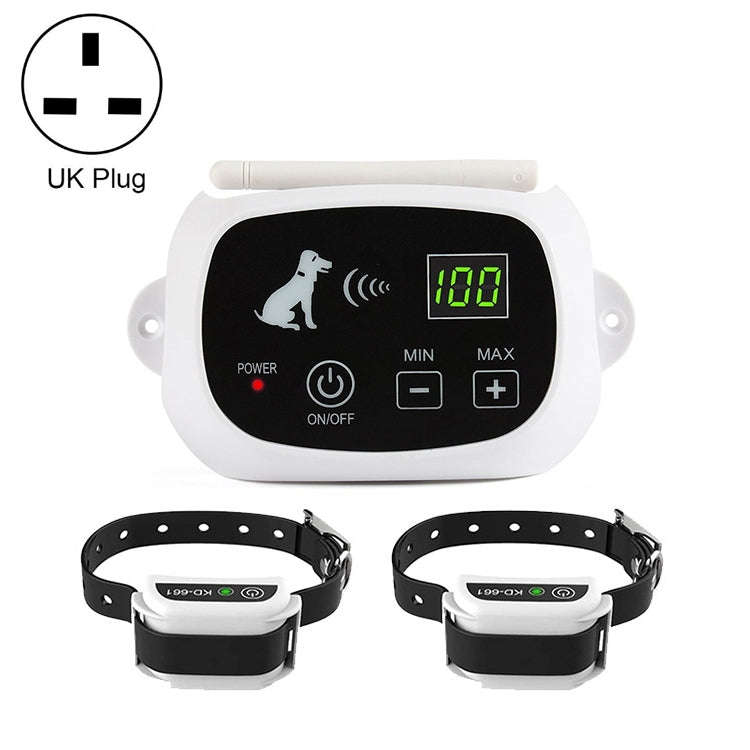 KD-661 500m Wireless Electric Dog Pet Fence Shock Collar,Spec: For Two Dog(UK Plug)