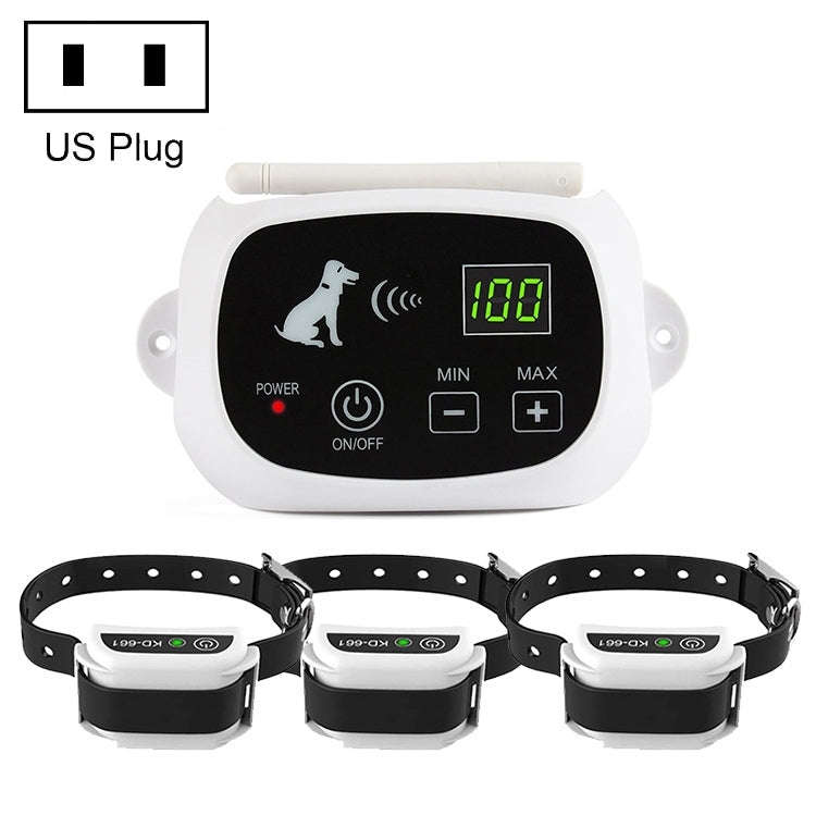 KD-661 500m Wireless Electric Dog Pet Fence Shock Collar,Spec: For Three Dog(US Plug)