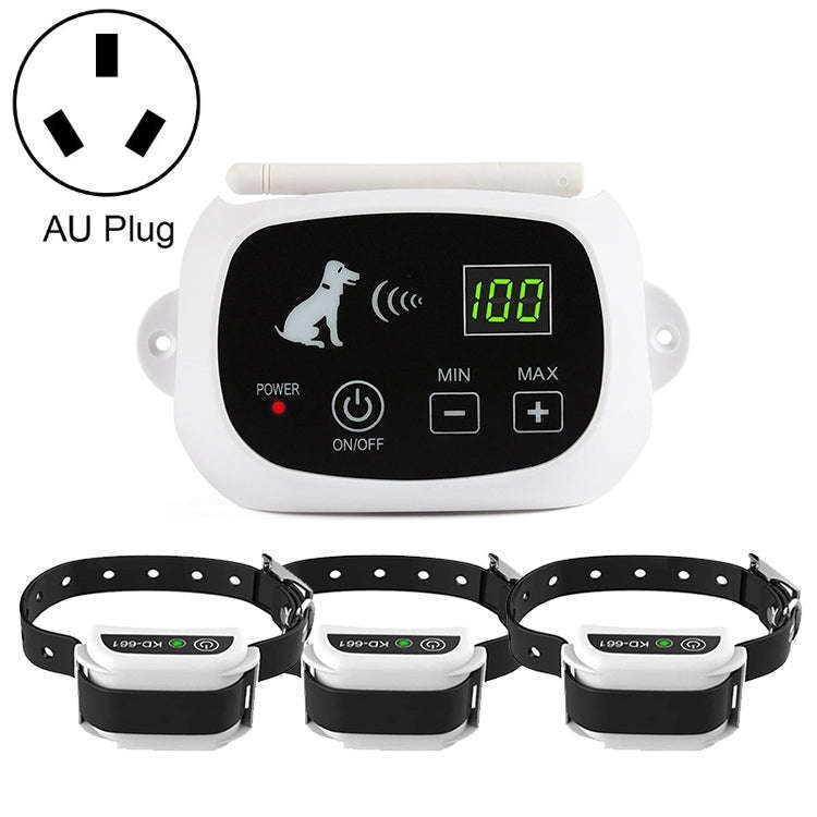 KD-661 500m Wireless Electric Dog Pet Fence Shock Collar,Spec: For Three Dog(AU Plug)