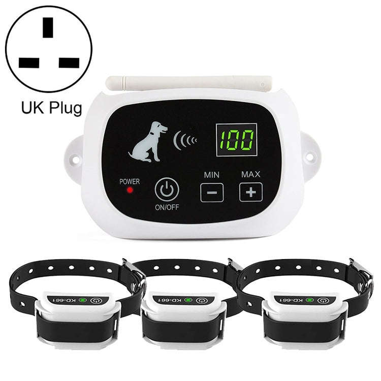 KD-661 500m Wireless Electric Dog Pet Fence Shock Collar,Spec: For Three Dog(UK Plug)