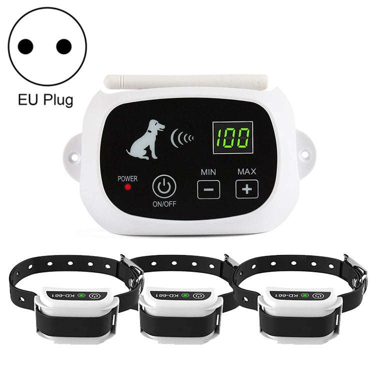 KD-661 500m Wireless Electric Dog Pet Fence Shock Collar,Spec: For Three Dog(EU Plug)