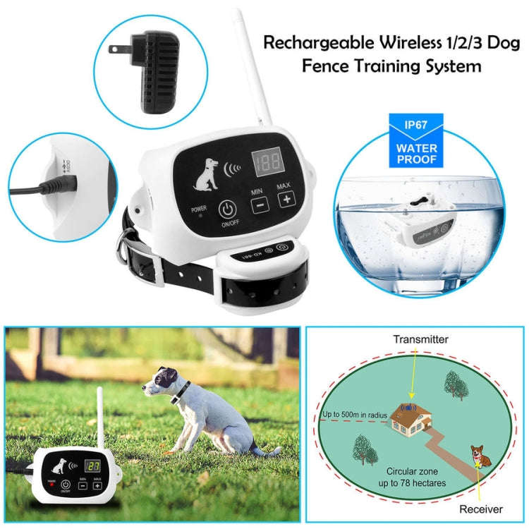 KD-661 500m Wireless Electric Dog Pet Fence Shock Collar,Spec: For Three Dog(EU Plug)