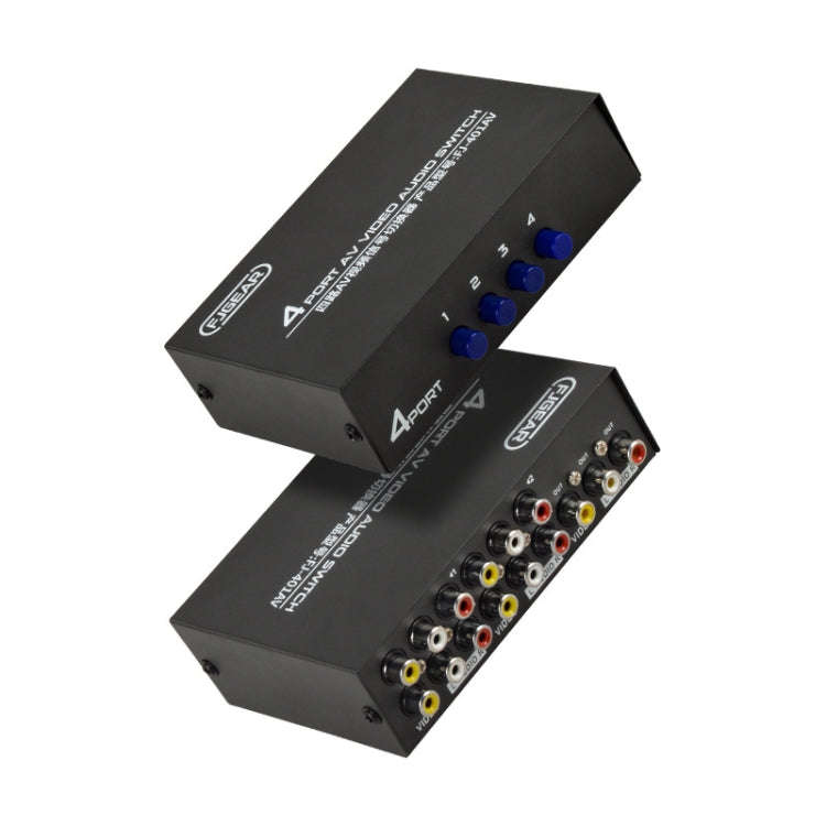 FJGEAR FJ-401AV Lotus Head Interface 4-way AV Audio and Video Switcher(Black)