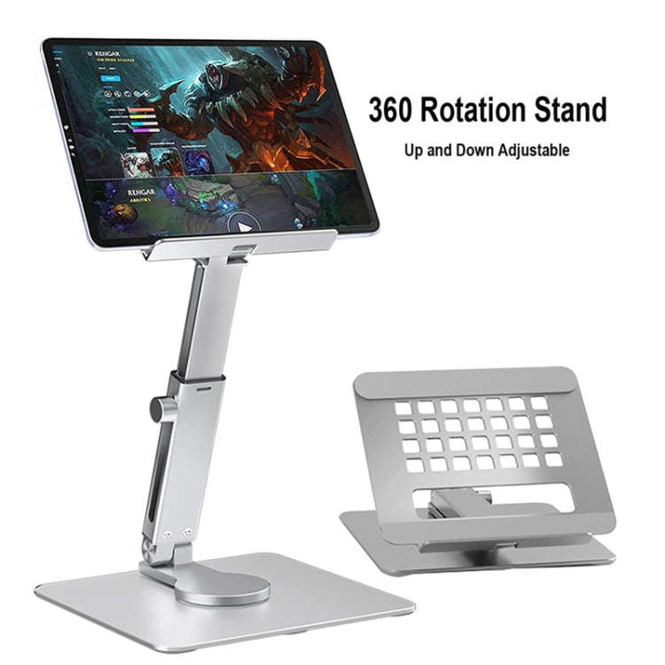JUNDNE H06 Desktop Folding Phone Stand Portable Telescopic Rotary Tablet Stand(Deep Grey)