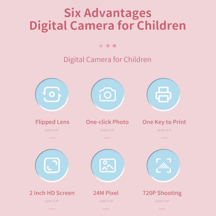 A18 HD Printable Cartoon Kids Digital Camera with Rotating Lens, Spec: Pink