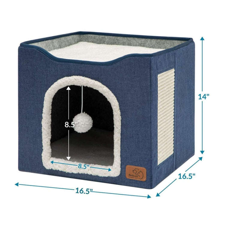 Pet Stool Pet Kennel Indoor Foldable Storage Stool Cat Dog Kennel 41 x 41 x 35cm(Navy Blue)
