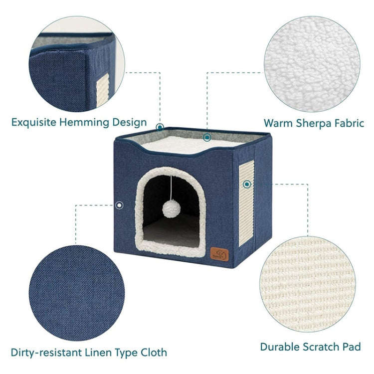 Pet Stool Pet Kennel Indoor Foldable Storage Stool Cat Dog Kennel 41 x 41 x 35cm(Deep Gray)
