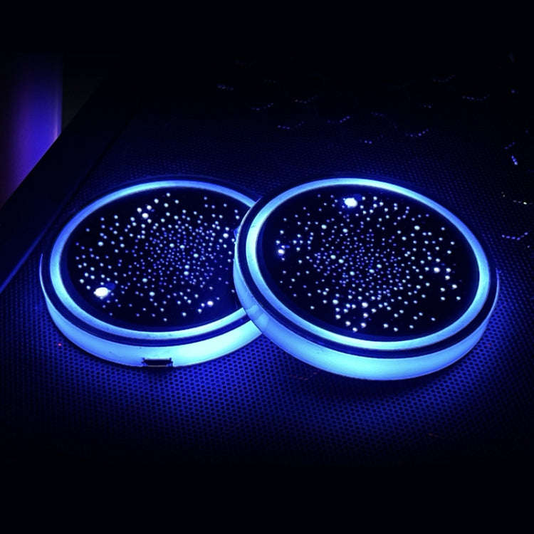 1 Pair Automotive LED Colorful Luminous Water Coaster Acrylic Car Cup Tank Atmosphere Lamp(Star M...