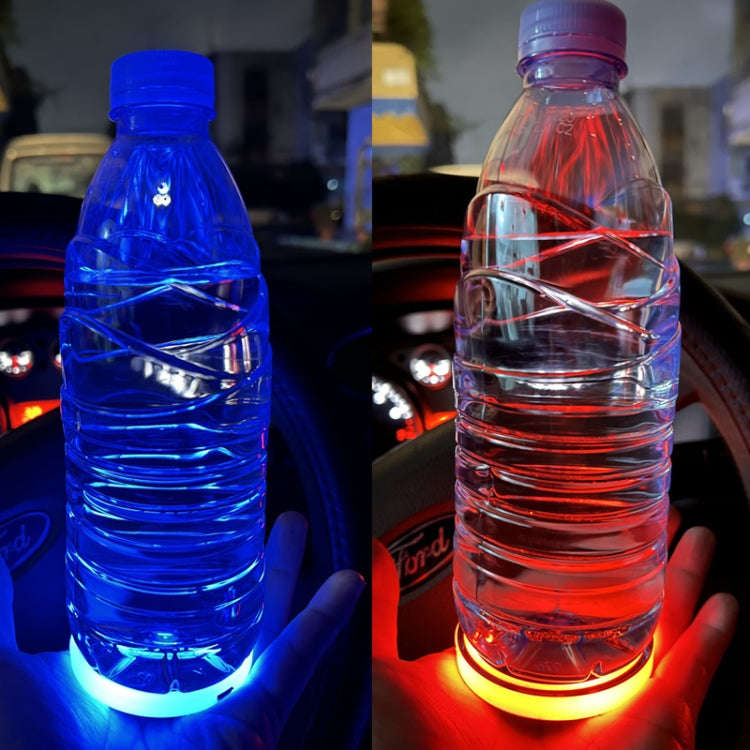 1 Pair Automotive LED Colorful Luminous Water Coaster Acrylic Car Cup Tank Atmosphere Lamp(Star M...