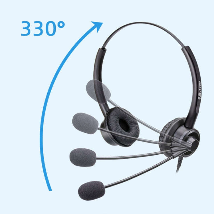VT200D Double Ears Telephone Headset Operator Headset With Mic,Spec: 3.5mm Single Plug with Tuning