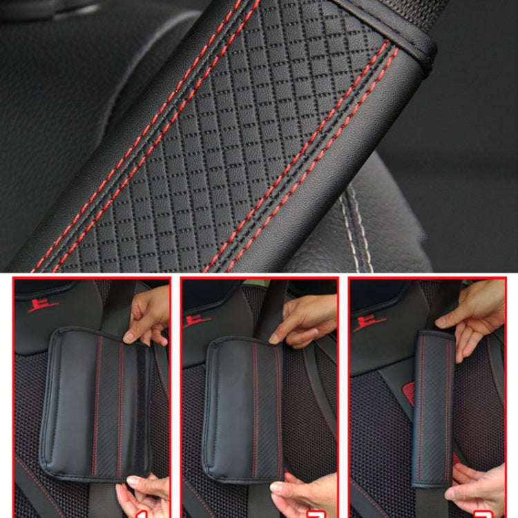 Fiber Leather Embossed Car Seat Belt Shoulder Cover Protector 6.5X23cm(Beige)