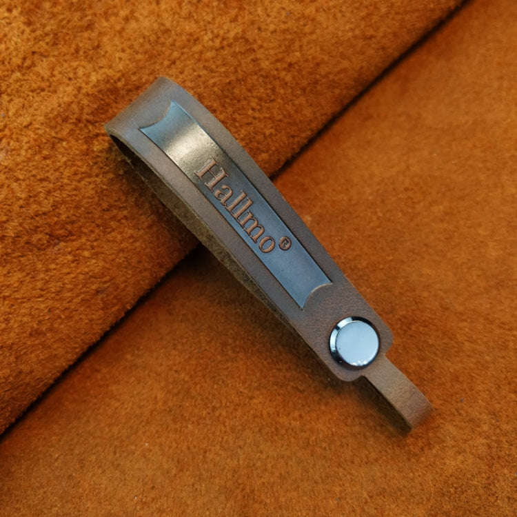 Hallmo First Layer Cowhide Leather Car Keychain(Crazy Horse Leather Brown)