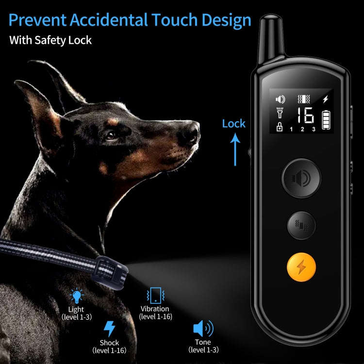 Remote Dog Trainer Rechargeable Waterproof Pet Electric Shock Collar Receiver+Remote Control