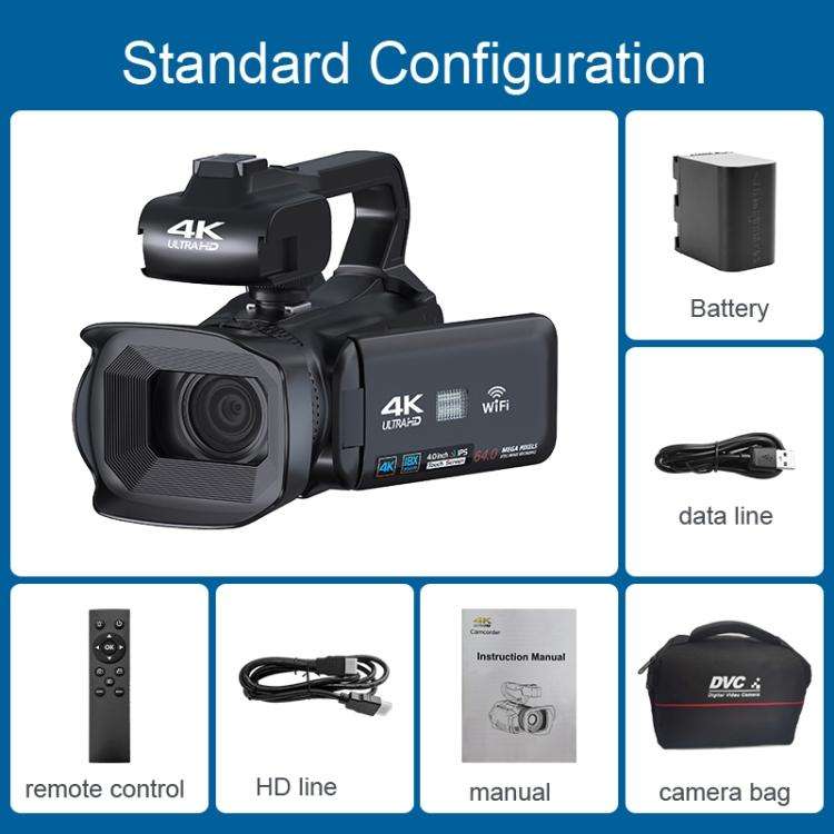 64MP 18X Zoom 4-Inch Touch Screen Handheld Digital Video Camera(16G)