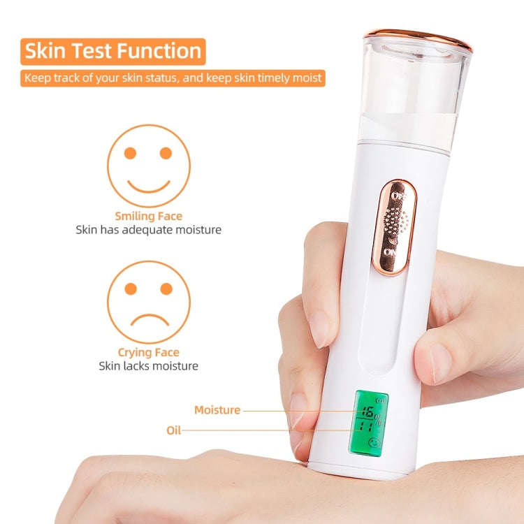 Mist Sprayer Handheld Nano Beauty Instrument Mini Hydrating Humidifier(White Gold)