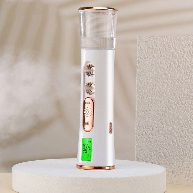 Mist Sprayer Handheld Nano Beauty Instrument Mini Hydrating Humidifier(White Gold)