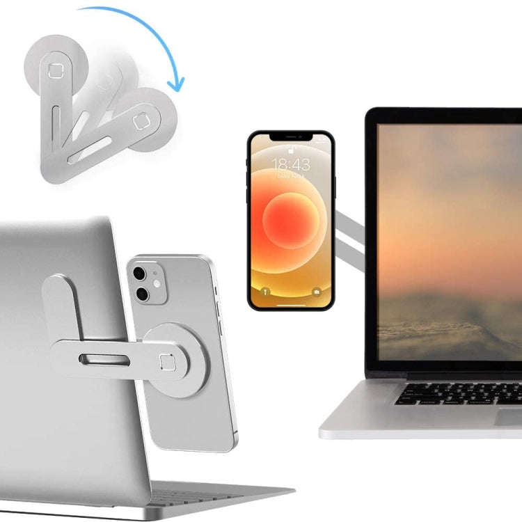 Laptop Phone Expansion Bracket Aluminum Magnetic Phone Stand(Blue)