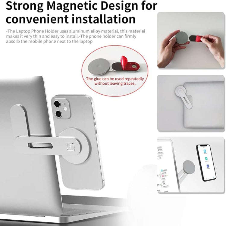 Laptop Phone Expansion Bracket Aluminum Magnetic Phone Stand(Blue)