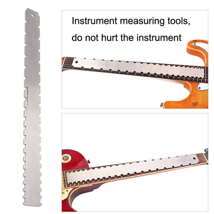 GNR3 Stainless Steel Measurement Bass Guitar Neck Ruler, Style: Double Teeth+String High Ruler
