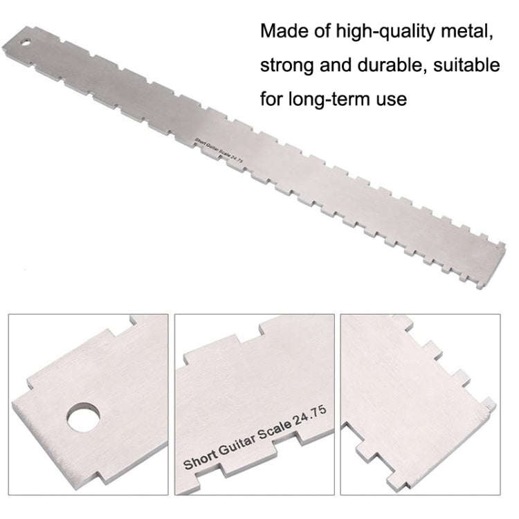 GNR3 Stainless Steel Measurement Bass Guitar Neck Ruler, Style: Double Teeth+Leveling Ruler+Strin...