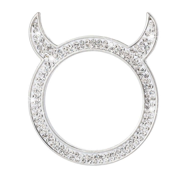 2 PCS Car Starter Button With Diamond Small Devil Decorative Ring(White)