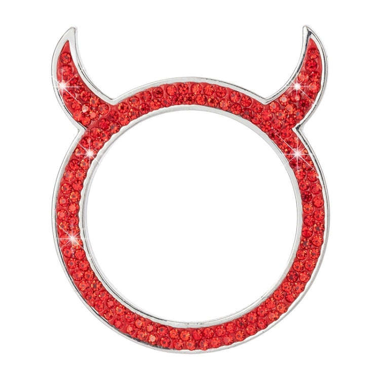 2 PCS Car Starter Button With Diamond Small Devil Decorative Ring(Red)