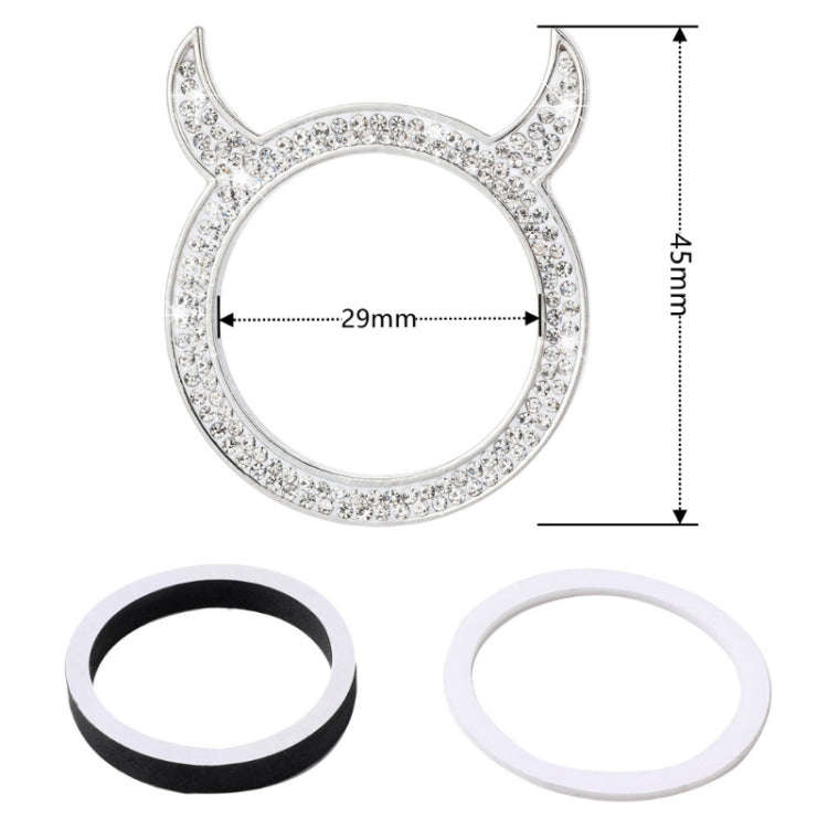 2 PCS Car Starter Button With Diamond Small Devil Decorative Ring(Red)