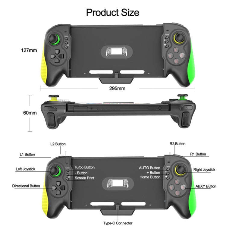 STK-7037 For Switch Game Controller with 6-axis Somatosensory Burst Function(Yellow Green)