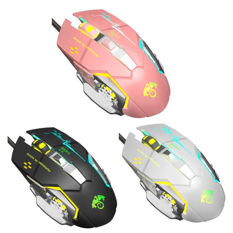 LEAVEN X6 6 Keys Game Computer Ergonomic Wired Mouse, Cable Length: 1.42m(Pink)