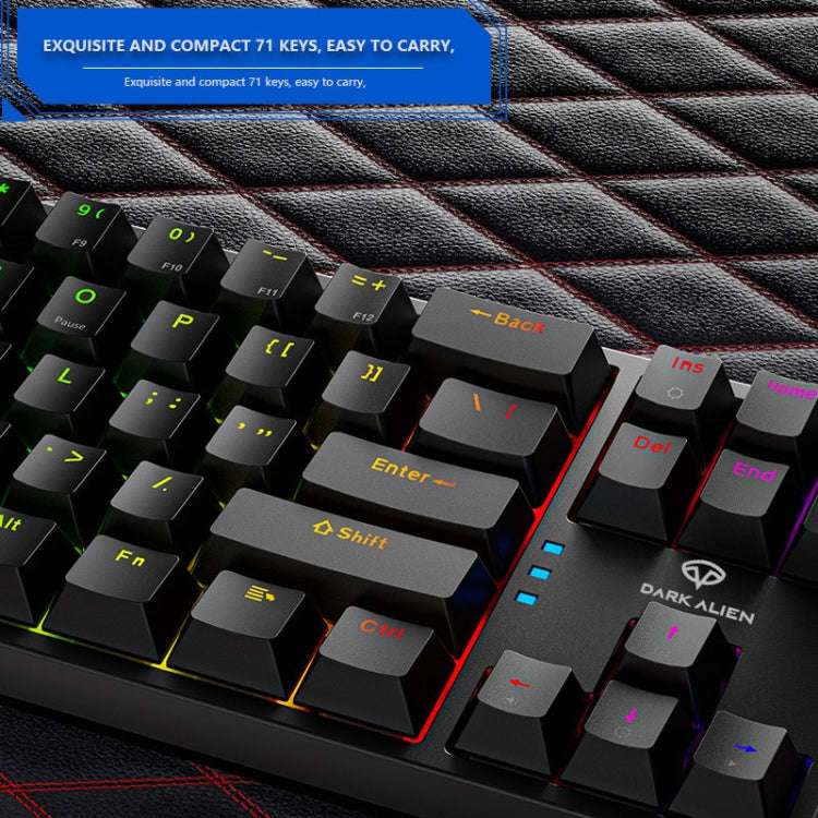 Dark Alien K710 71 Keys Glowing Game Wired Keyboard, Cable Length: 1.8m, Color: Black White Red S...