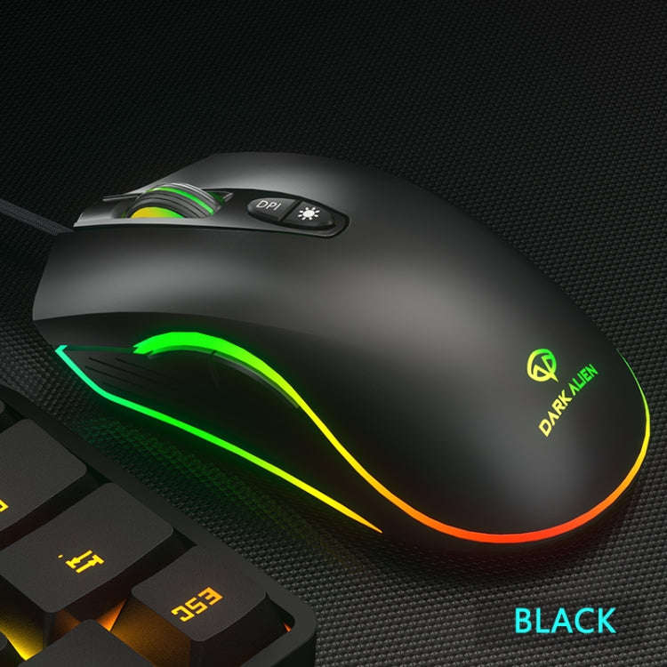 Dark Alien V600 7 Keys Office Computer Business Mouse, Cable Length: 1.42m(Black)