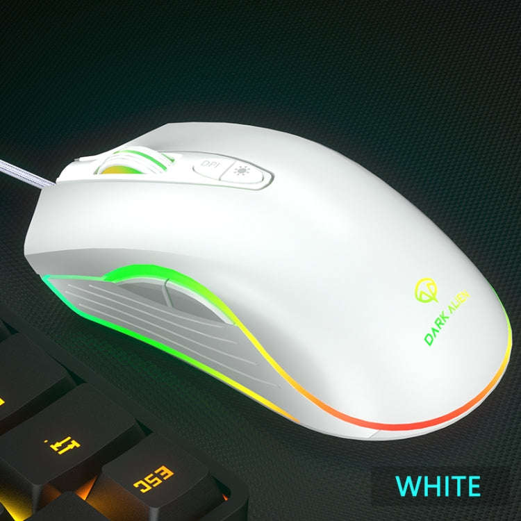 Dark Alien V600 7 Keys Office Computer Business Mouse, Cable Length: 1.42m(White)