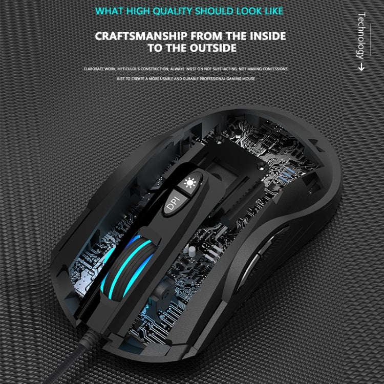 Dark Alien V600 7 Keys Office Computer Business Mouse, Cable Length: 1.42m(Black)