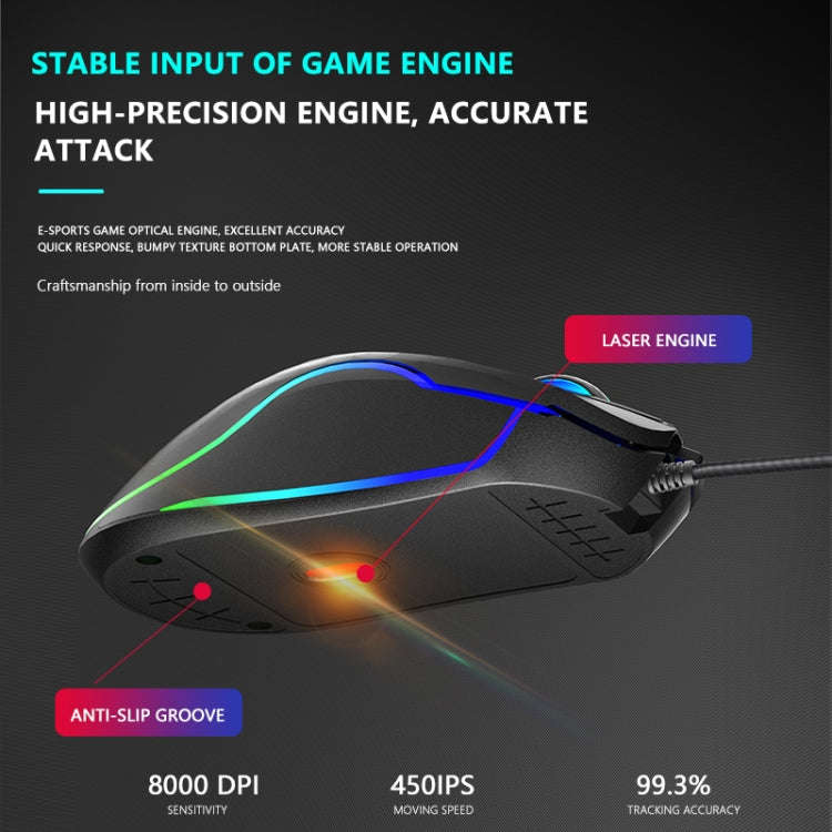 Dark Alien V600 7 Keys Office Computer Business Mouse, Cable Length: 1.42m(White)