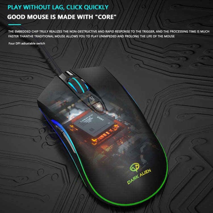 Dark Alien V600 7 Keys Office Computer Business Mouse, Cable Length: 1.42m(Black)