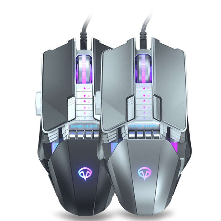 Dark Alien V710 7 Keys Metal Office Wired Glowing Mouse, Cable Length: 1.78m(Black)