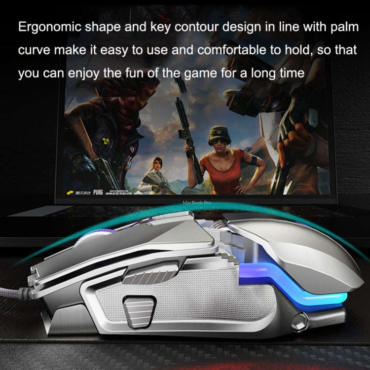Dark Alien V710 7 Keys Metal Office Wired Glowing Mouse, Cable Length: 1.78m(Black)