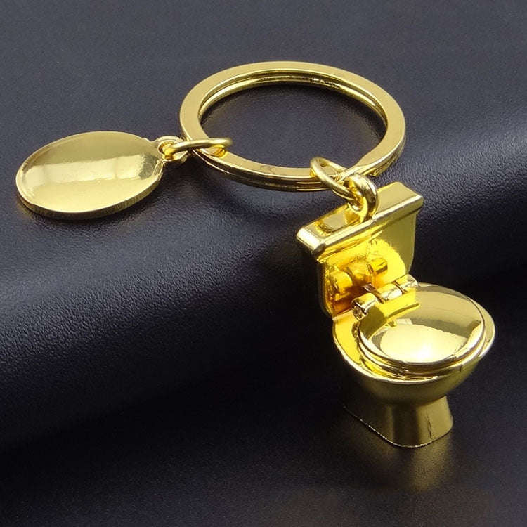 5 PCS X-026 Mini Toilet Shape Car Keychain Bag Pendant(Gold)