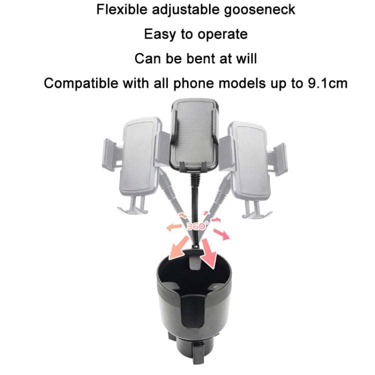 2 in 1 Multifunctional Car Cup Holder Extra Large Mobile Phone Holder(Black)