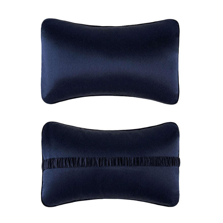 TZ19 Silk Car Head Pillow Car Memory Foam Comfort Lumbar Support(Navy)