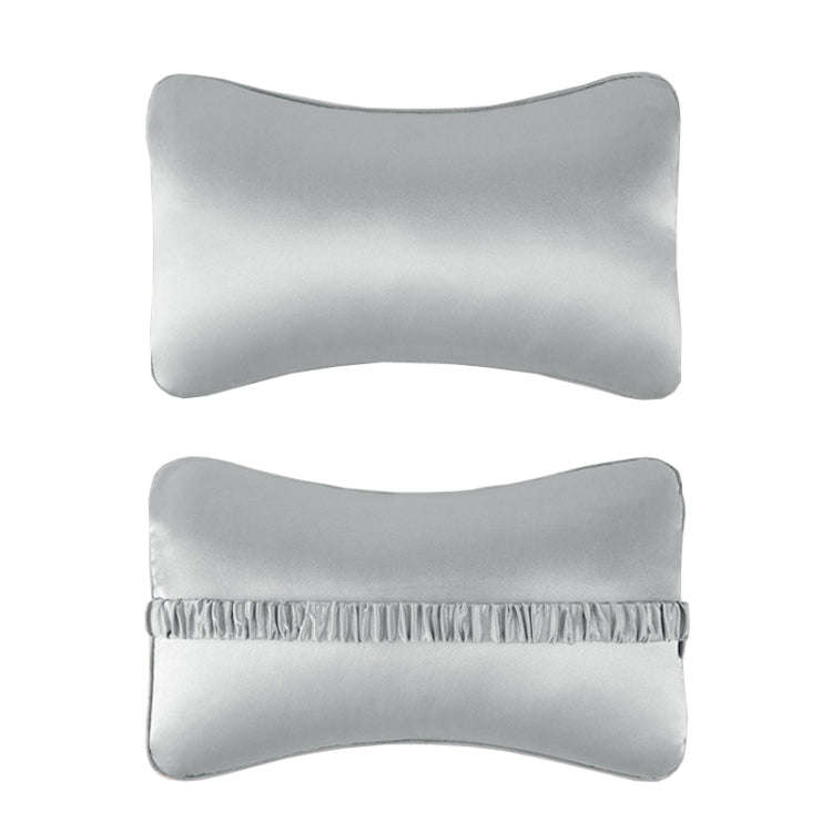 TZ19 Silk Car Head Pillow Car Memory Foam Comfort Lumbar Support(Silver Gray)